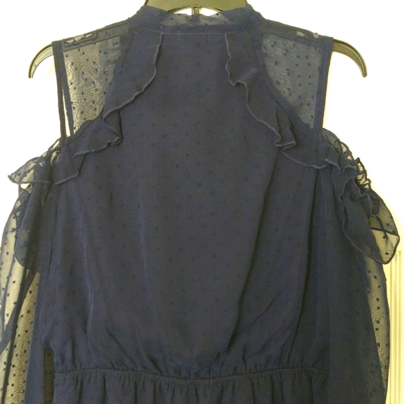 Love,fire Women cold shoulder Navy Blue Classic boho Country Flowy dress size L - Picture 10 of 14